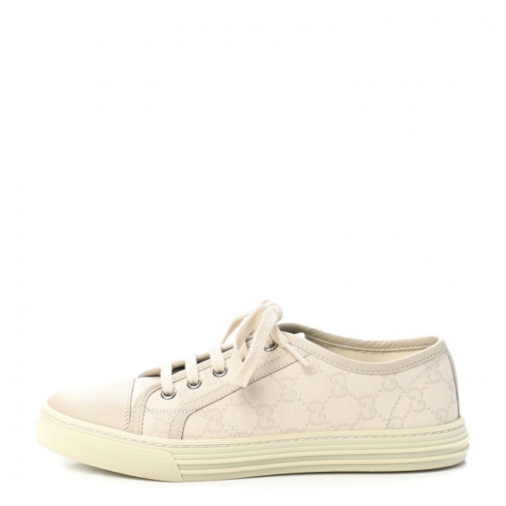 GUCCI 
Washed Cotton GG Monogram Calfskin Womens Low Top